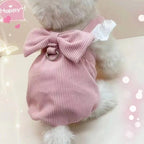 Corduroy Pumpkin Skirt Pet Dress with Bow