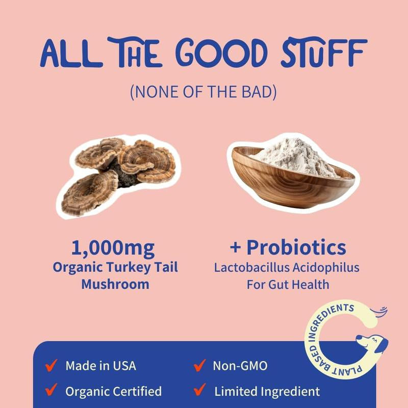 Pet Probiotics Turkey Tail Supplement for Digestive Health