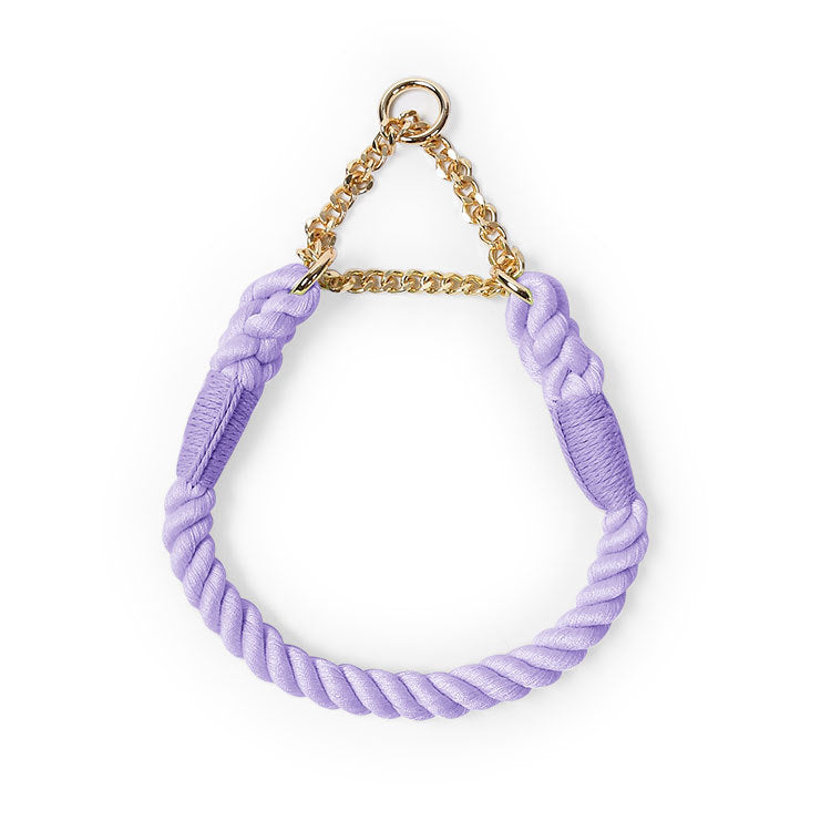 Woven Pet Dog Leash and Collar with Gold Accessories