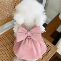 Corduroy Pumpkin Skirt Pet Dress with Bow