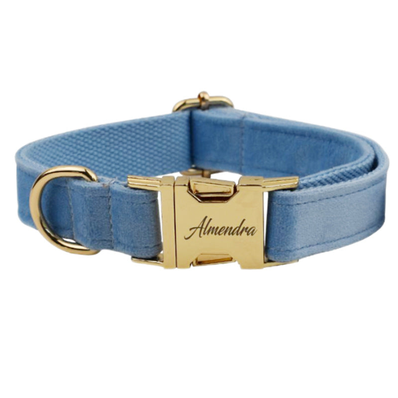Adjustable Velvet Pet Collar with Leash and Accessories