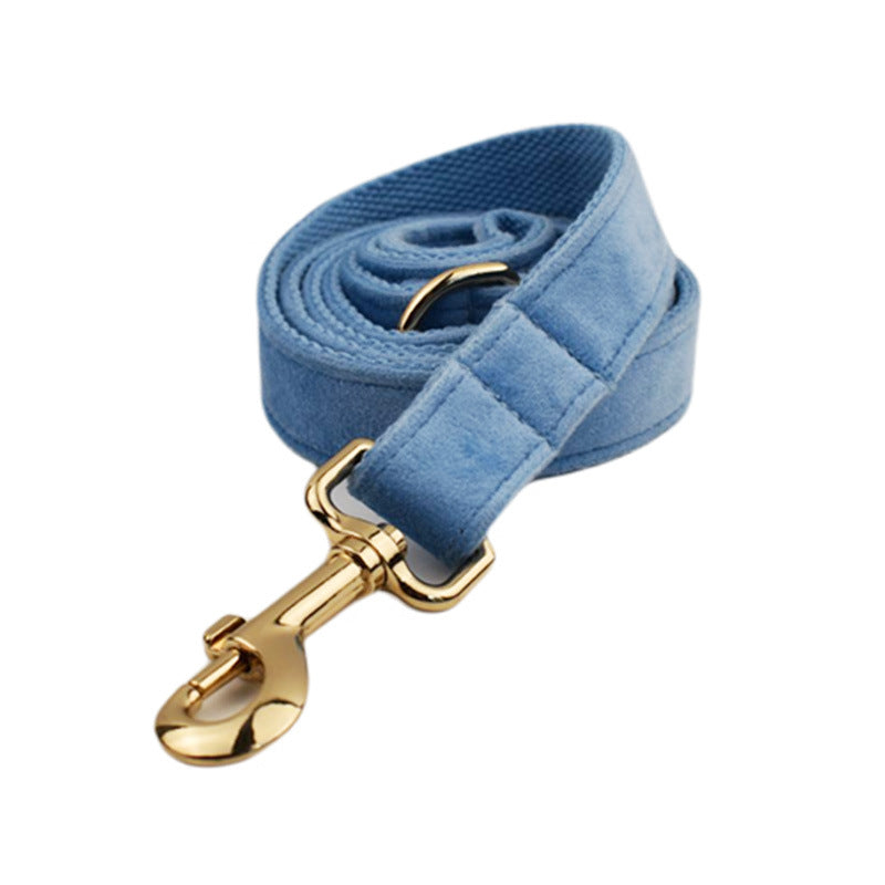 Adjustable Velvet Pet Collar with Leash and Accessories